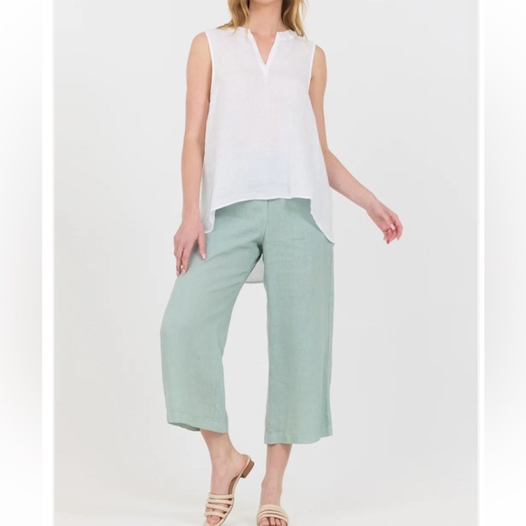 Fresh Laundry | Wide Leg Cropped Linen Pants, Desert - Picture 10 of 10
